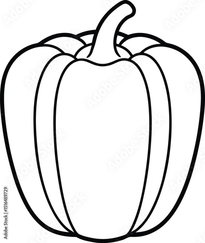 Bell Pepper Cross Section Outline Illustration.