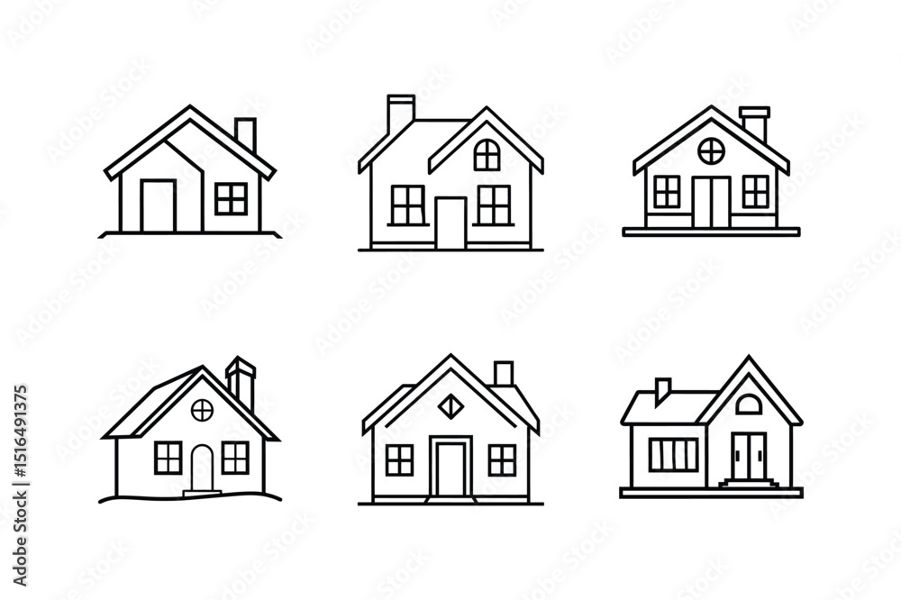single family home icon line art vector illustration single family home icon line art vector illustration