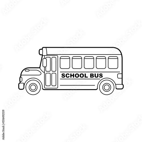 Outline Vector Illustration of Classic School Bus Side View photo