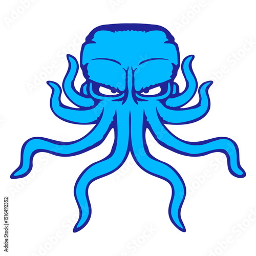 Octopus squid cephalopod cool tentacle sea monster Isolated Vector Graphic Design Illustration
