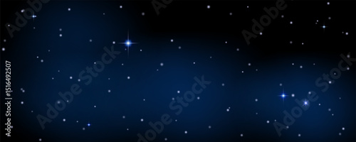 Concept of web banner. Magic color galaxy. Horizontal space background with realistic nebula, stardust and shining stars. Infinite universe and starry night sky.