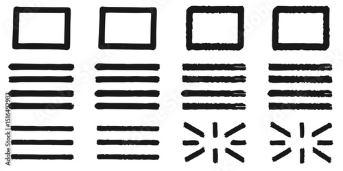 Abstract Graphic Design Elements Set of Simple Black and White Line Art Illustrations, Perfect for Branding, Web Design, and Print Projects. Download High-Resolution Vector Images Now!