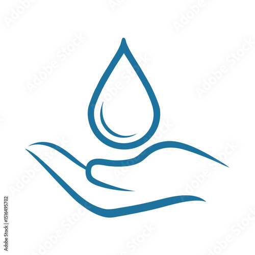 Water Drop in Hand Logo Vector.