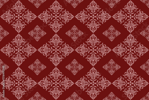 This design features a traditional Thai textile pattern with symmetrical, intricate motifs in a repeating layout, commonly seen in woven fabrics from Thailand.