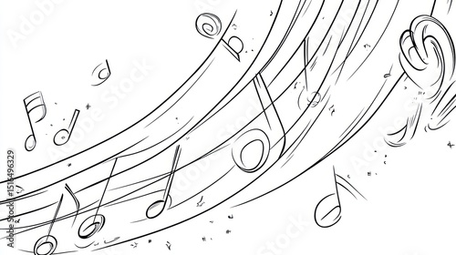 Abstract swirling music notes