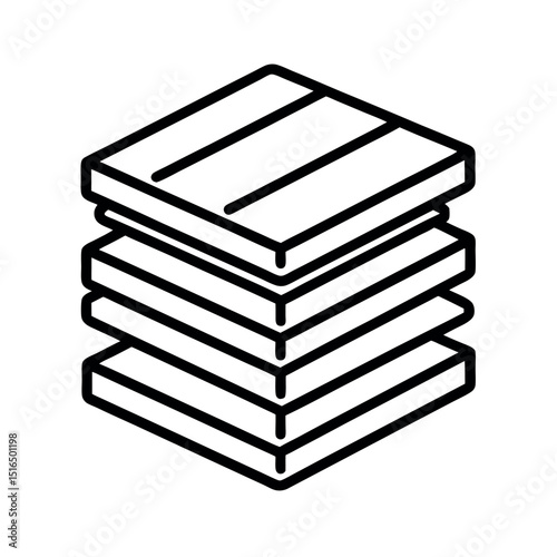 Simple Stack of Paper Vector Line Art