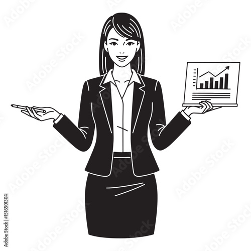 Business woman presenting a business plan illustration image
