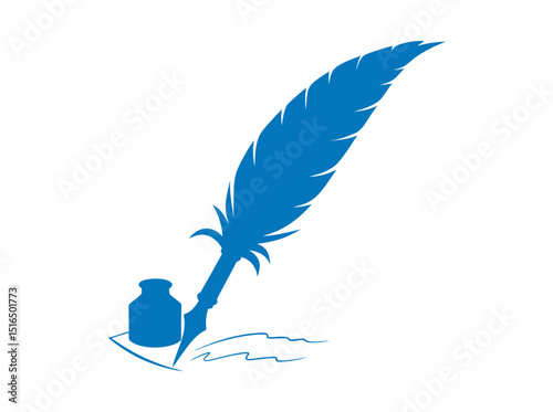 Elegant feather pen logo design, perfect for stationery brands, Black and White Feather Quill Pen Silhouette, quill pen, feather pen, inkwell, writing, literature, vintage, art, silhouette, black and