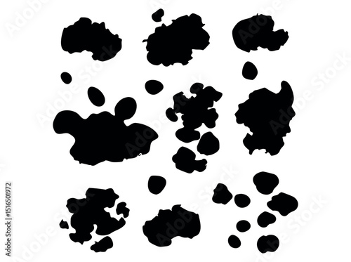 Abstract Ink Blot Design on White Background, Abstract Black and White Blot Pattern Design, collection of unique, abstract ink blot designs, black and white, art, artistic, pattern, texture, backgroun