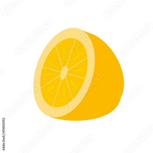 Fresh yellow lemon half. Vector illustration in flat style. Suitable for menu design, textiles, tableware and packaging.
