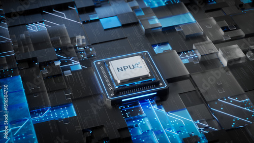 Bild auf Leinwand An aesthetic and functional visualization of an NPU chip placed in an integrated circuit promotional image, suitable for NPU chip promotion, artificial intelligence scenario promotion