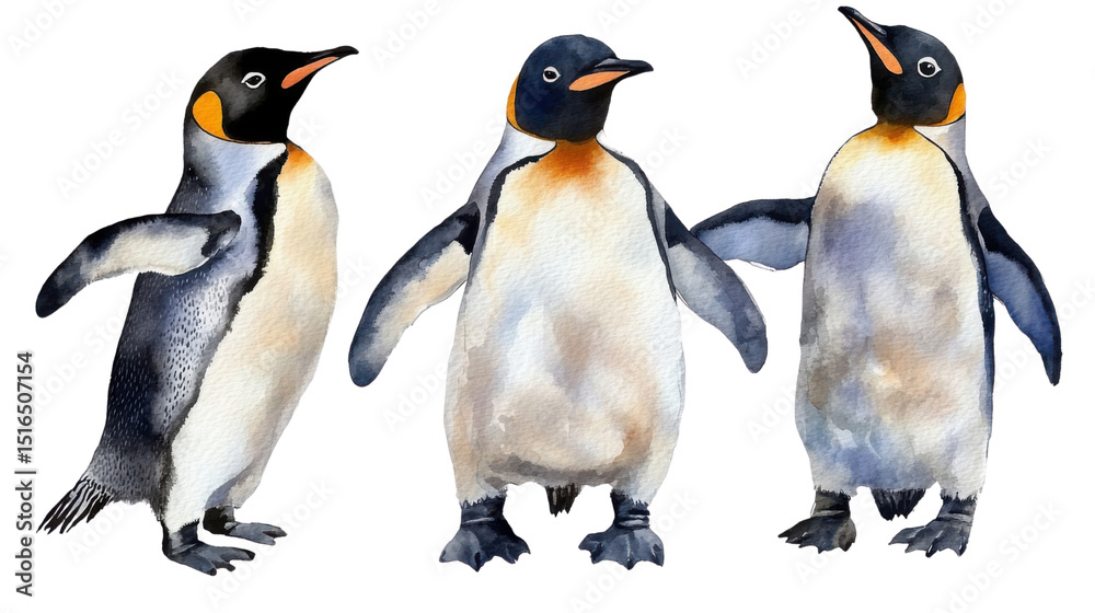 Obraz premium penguin watercolor on white background