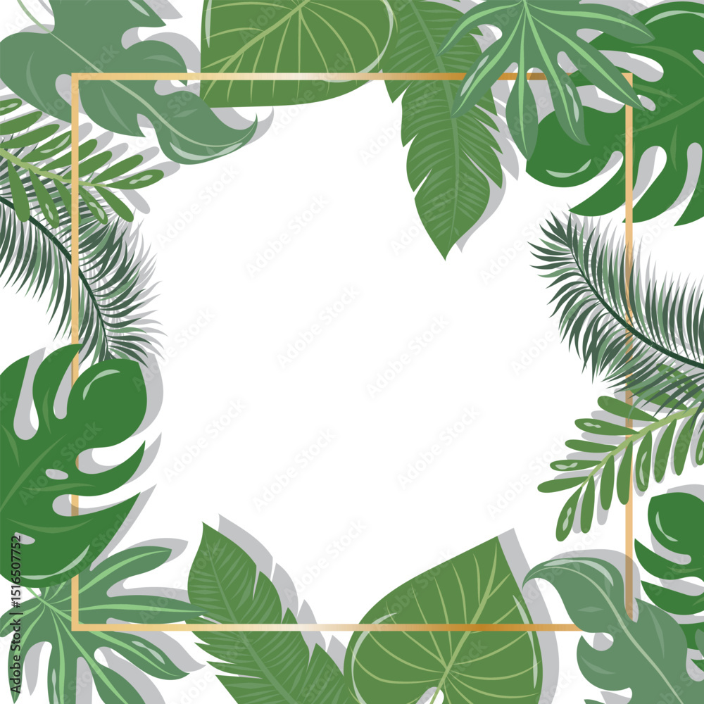 Naklejka premium Beautiful background with tropical leaves
