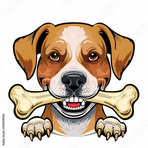Happy Dog with Bone Adorable Canine Illustration