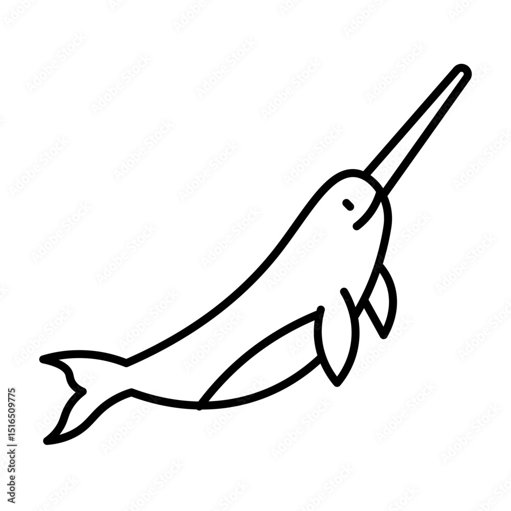Obraz premium Narwhal line icon