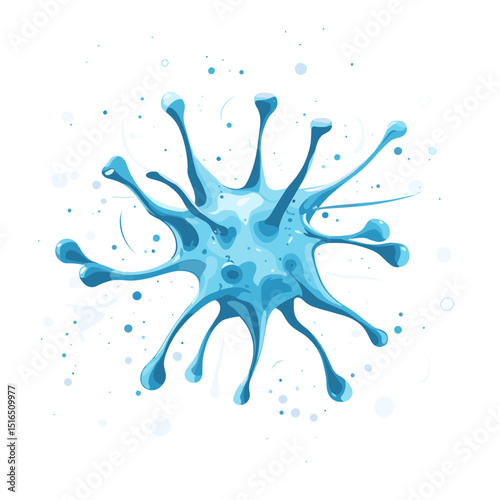 Blue Virus Illustration with Spikes and Textured Background Microbiology and Infectious Diseases Healthcare and Scientific Research
