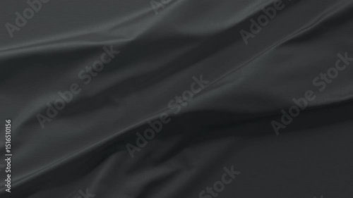 Black fabric material crumpled and straightening, looped animation