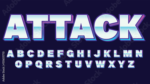 3d blue and purple metallic uppercase gaming typography