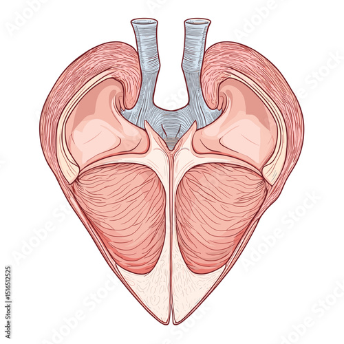 Detailed Anatomical Illustration of Lungs with Trachea and Bronchi on White Background for Medical Education