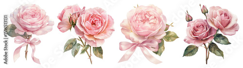 PNG Vintage pink floral elegance, element set on transparent background