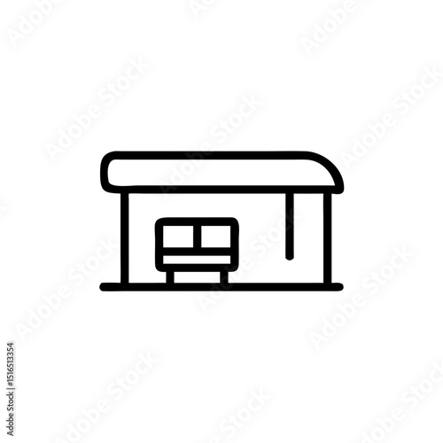 Simple outline illustration of bus stop without shade  