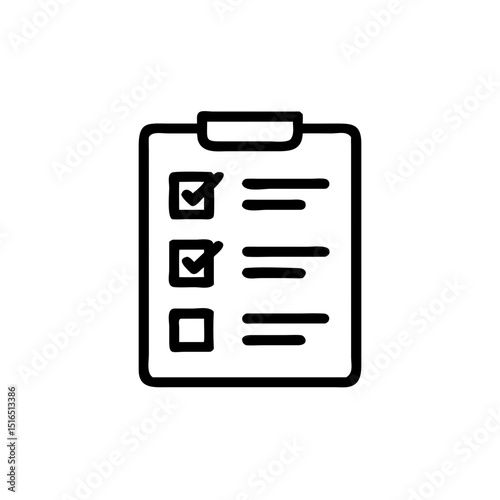 Simple checklist on clipboard with checkmarks and empty box  