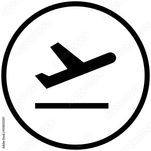 Airport taking off round icon