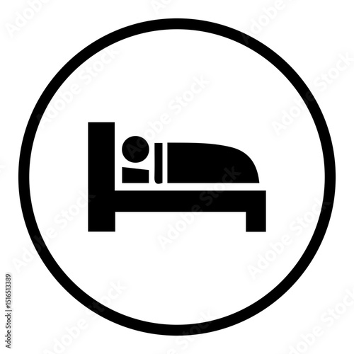 Bed sleep round icon