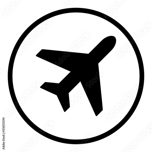 Plane airport round icon
