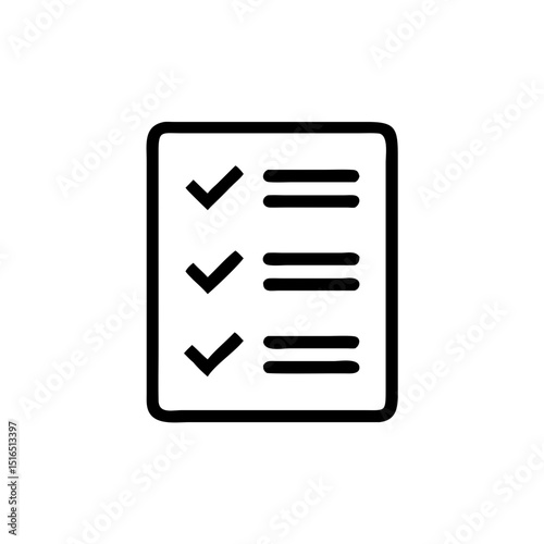 checklist with only three items less is more, mark checklist on document outline in minimalist style  
