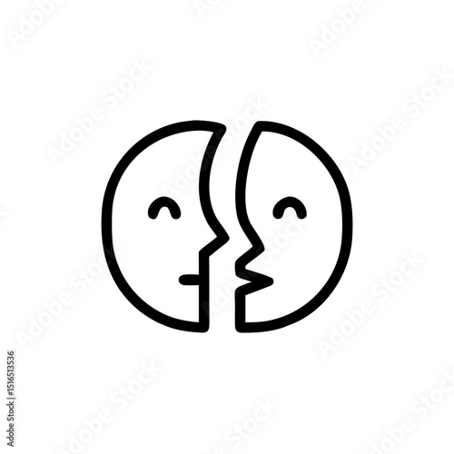  face split into two halves inner and outer emoti