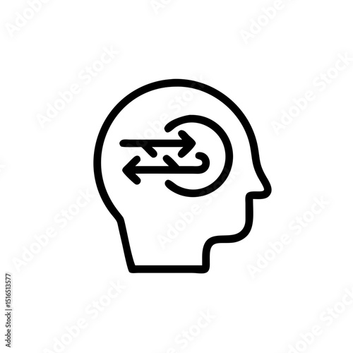 Abstract illustration of human head with arrows indicating thought flow  
