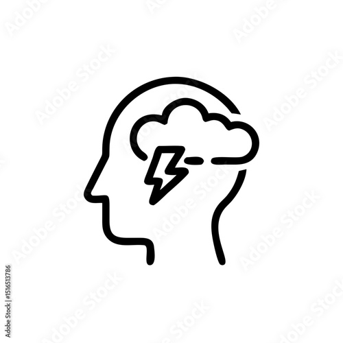 Cloud and lightning icon representing  mind with storm cloud emotional overload