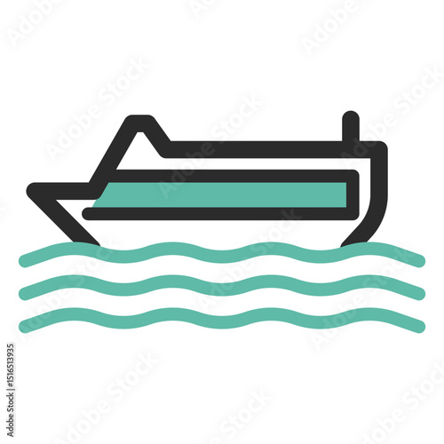 Cruise ship colored stroke icon