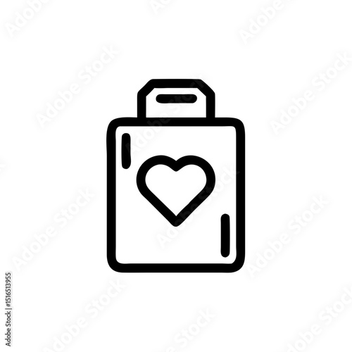 Small backpack with heart icon in minimalistic black design  
