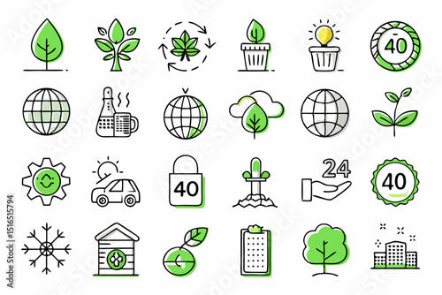 Single earth protection environment line icon eco friendly symbols for sustainability designs