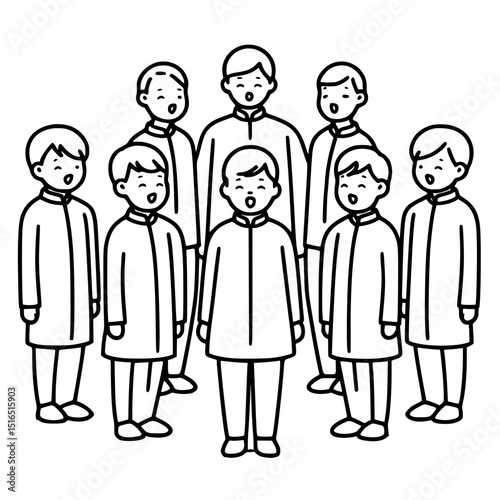 Group of singers performing in a choir with matching outfits  