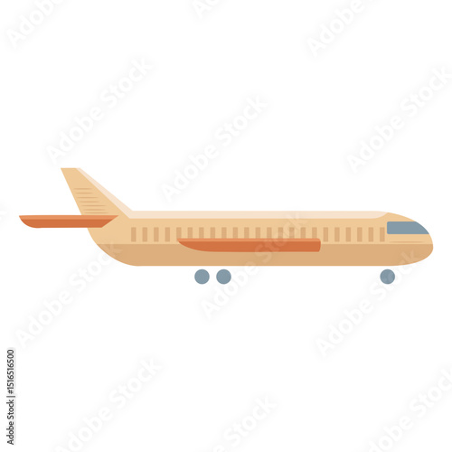 Beige airplane profile icon flat