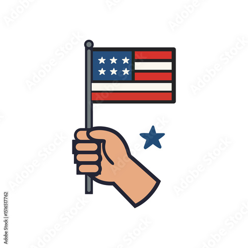 hand holding american flag icon