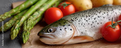 Healthy meal prep with fresh fish asparagus and tomatoes offers balanced nutrition and quick recipes for portion control diet