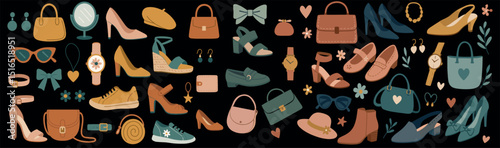Stylish shoes and accessories collection with modern fashion elements