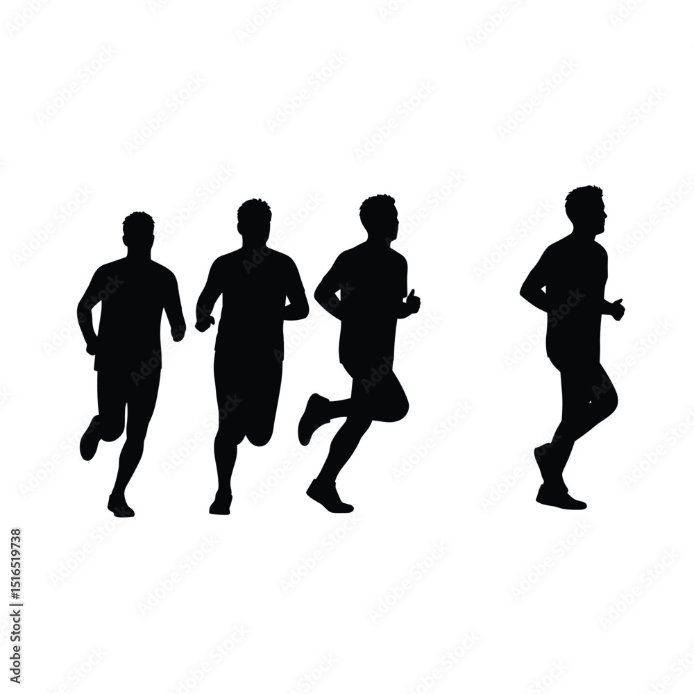 Obraz premium Marathon Runner Running Silhouette, Marathon run. Group of running people, men and women People running silhouette, Running exercise healthy lifestyle