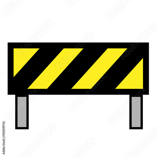 Traffic Safety Barrier with Black and Yellow Stripes
