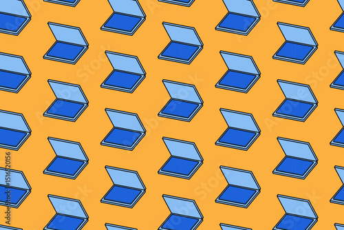 Stamp ink pads in blue on a yellow background, perfect for stationery design, crafting projects, textiles, and art prints.