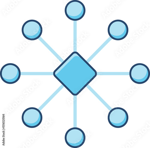Centralized network or hub and spoke model icon with a central diamond node