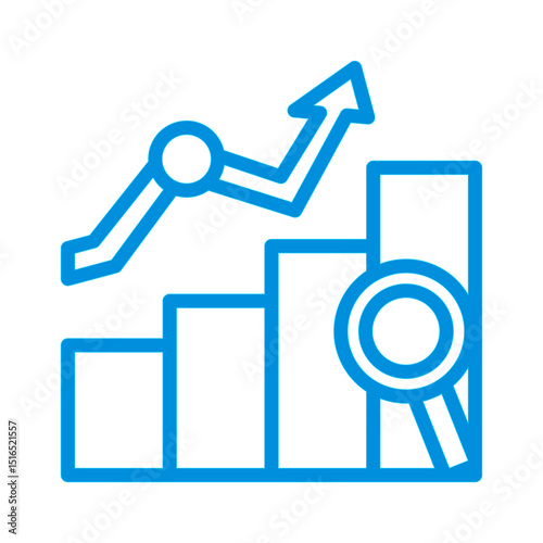 Fundamental Analysis Blue Line Icon