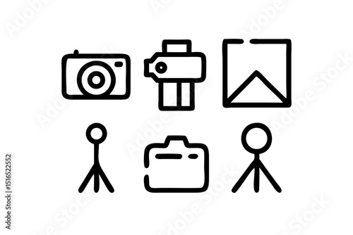 High quality line icons for photography selfies pictures and cameras