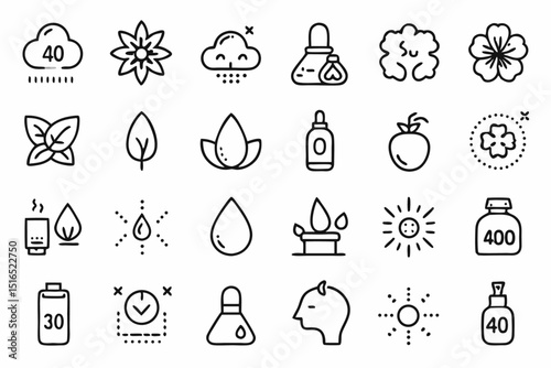 Single line icon depicting smell nose steam smoke and odor related concepts