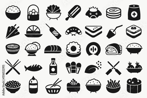 High quality line icon set featuring sushi seafood chopsticks and related elements