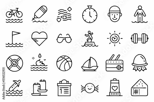 High quality line icons for swimming pools and swimming related activities